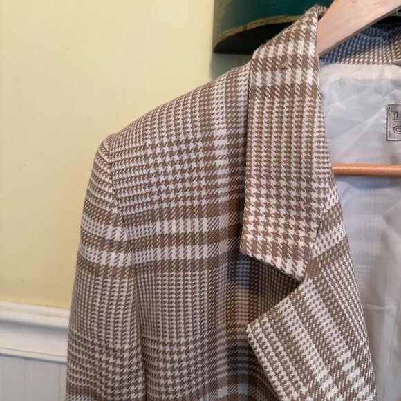 Liz Claiborne Womens Plaid Blazer Jacket Size 12 Beige/Brown 100% Pure Wool Made - Picture 7 of 7